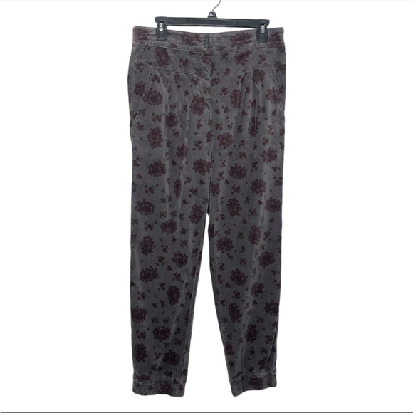 Anthropologie Pants - Anthropologie Jogger Kalea Pant Velvet Women Small Gray Floral Mom cottagecore